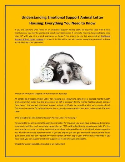 Understanding Emotional Support Animal Letter Housing: Everything You Need to Know