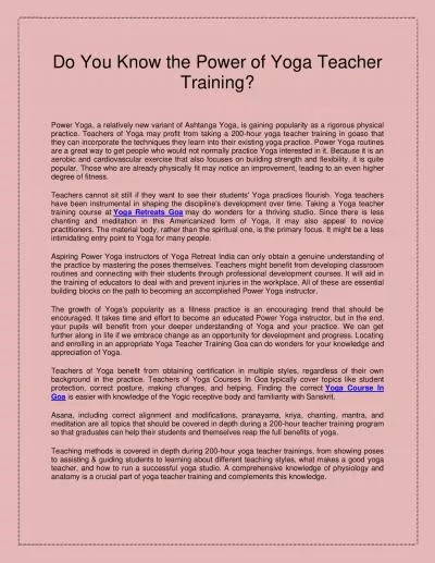 Do You Know the Power of Yoga Teacher Training?