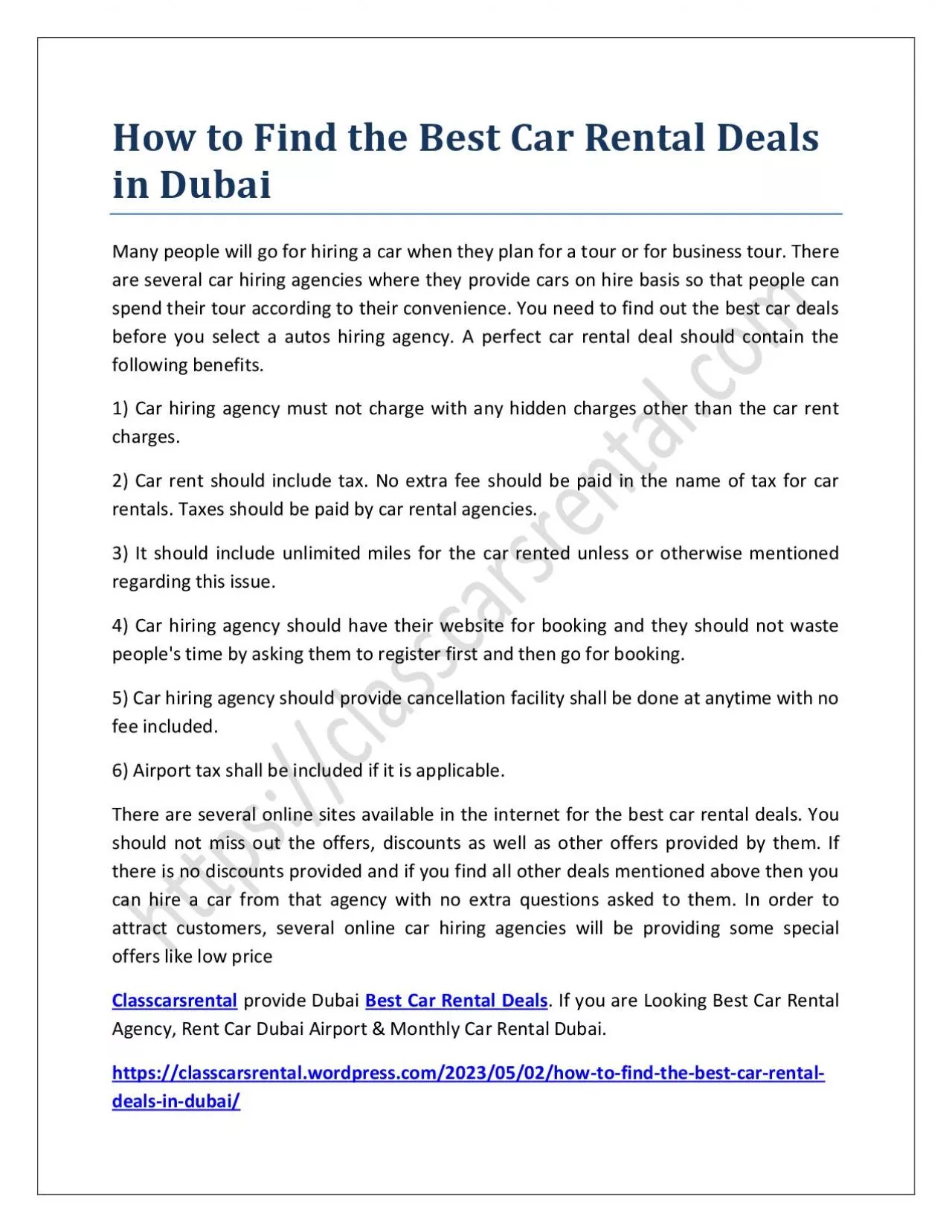How to Find the Best Car Rental Deals in Dubai
