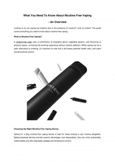 Know About Nicotine Free Vaping