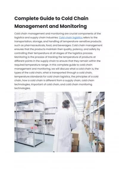 Complete Guide to Cold Chain Management and Monitoring