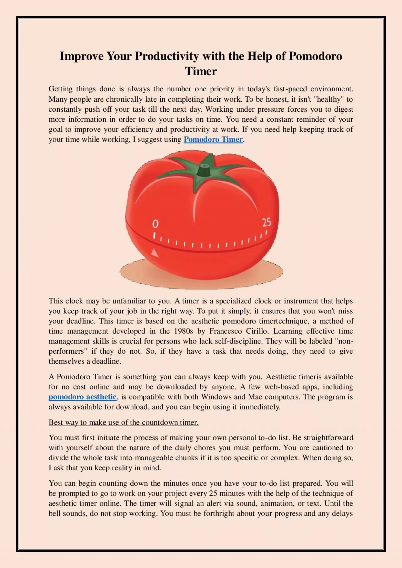 PDF-Improve Your Productivity with the Help of Pomodoro Timer