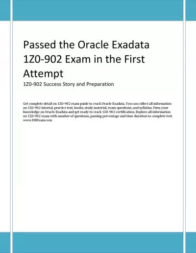 Passed the Oracle Exadata 1Z0-902 Exam in the First Attempt