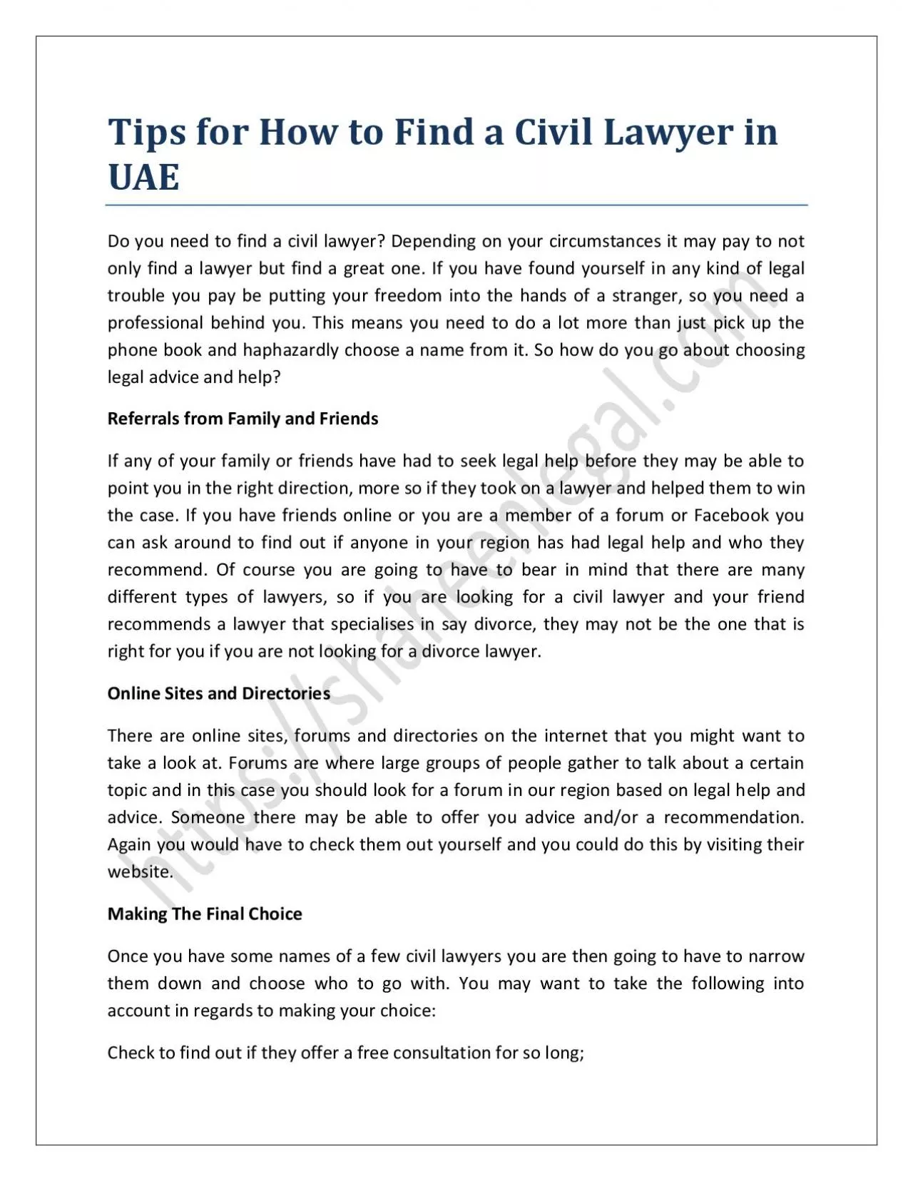 Tips for How to Find a Civil Lawyer in UAE