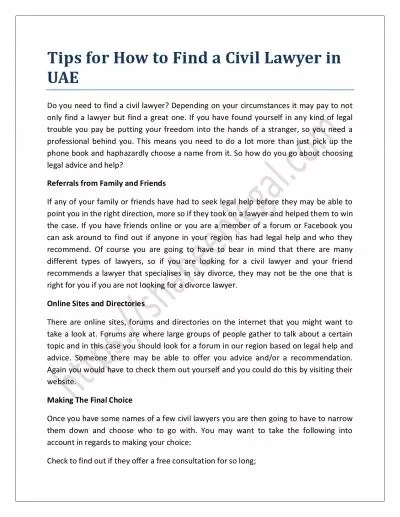 Tips for How to Find a Civil Lawyer in UAE