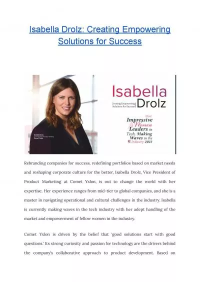 Isabella Drolz: Creating Empowering Solutions for Success