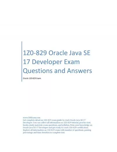 1Z0-829 Oracle Java SE 17 Developer Exam Questions and Answers