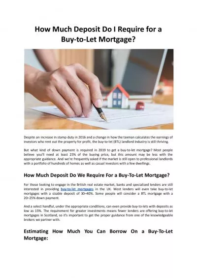 How Much Deposit Do I Require for a Buy to Let Mortgage - Mountview Financial Solutions