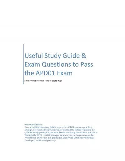 Useful Study Guide & Exam Questions to Pass the APD01 Exam