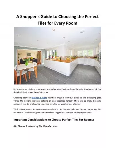 A Shopper\'s Guide to Choosing the Perfect Tiles for Every Room - Tile Trolley
