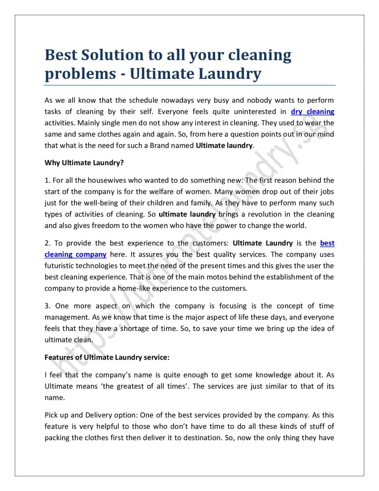 Best Solution to all your cleaning problems – Ultimate Laundry