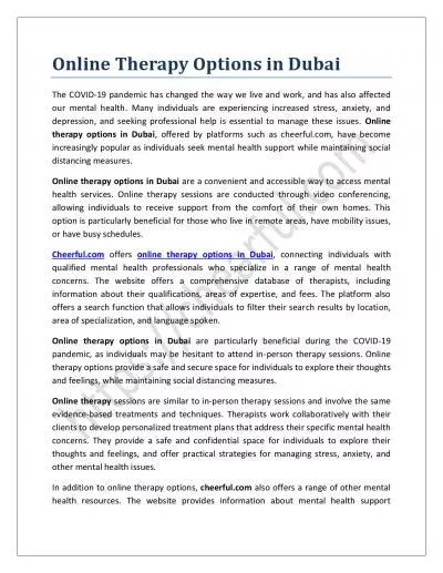 Online Therapy Options in Dubai