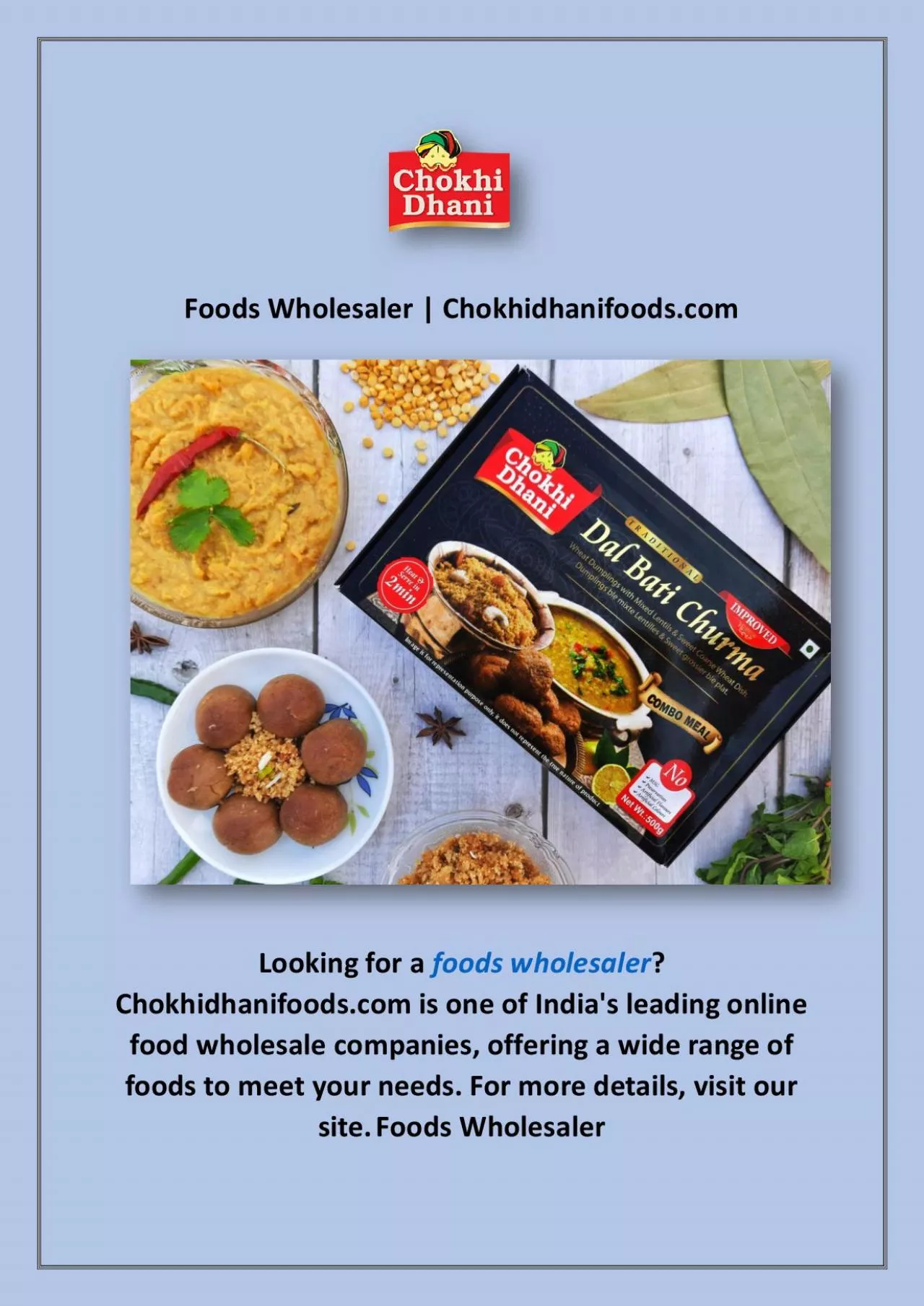 PDF-Foods Wholesaler | Chokhidhanifoods.com