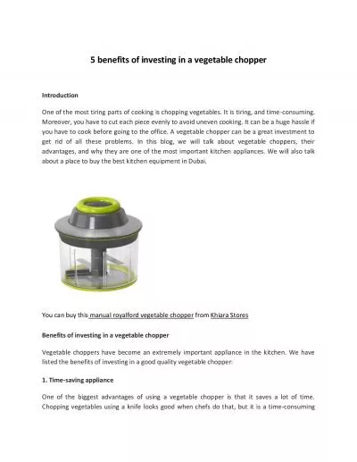 5 benefits of investing in a vegetable chopper