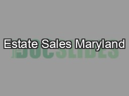 Estate Sales Maryland