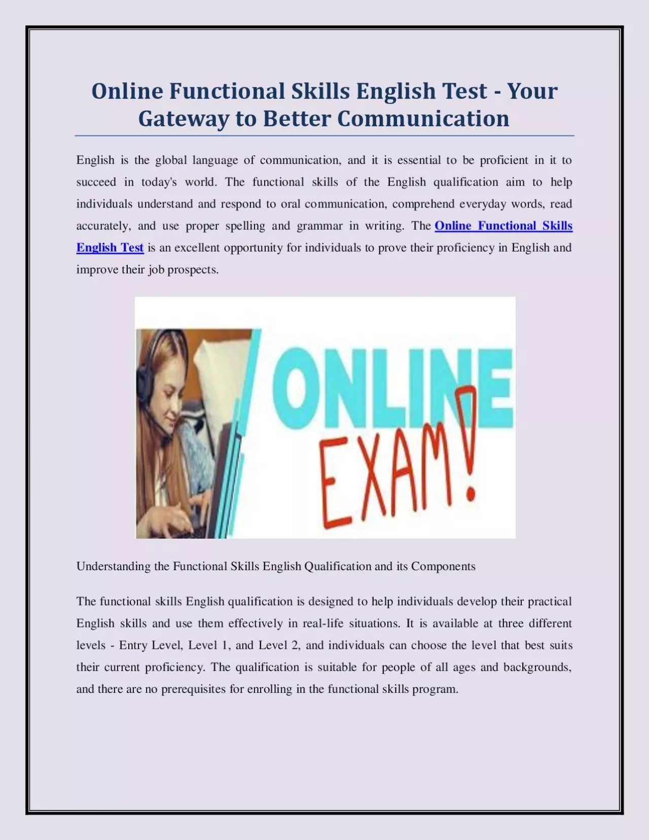 PDF-Online Functional Skills English Test - Your Gateway to Better Communication