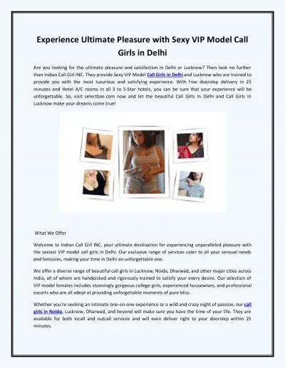 Experience Ultimate Pleasure with Sexy VIP Model Call Girls in Delhi
