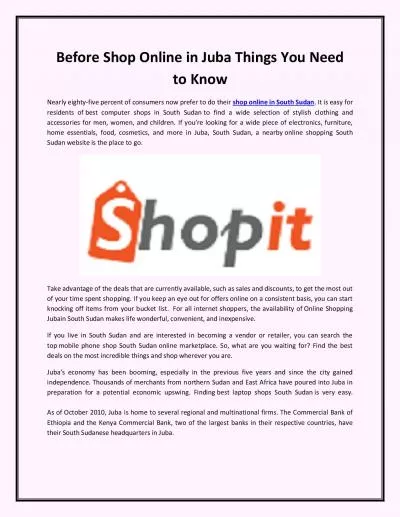 Before Shop Online in Juba Things You Need to Know