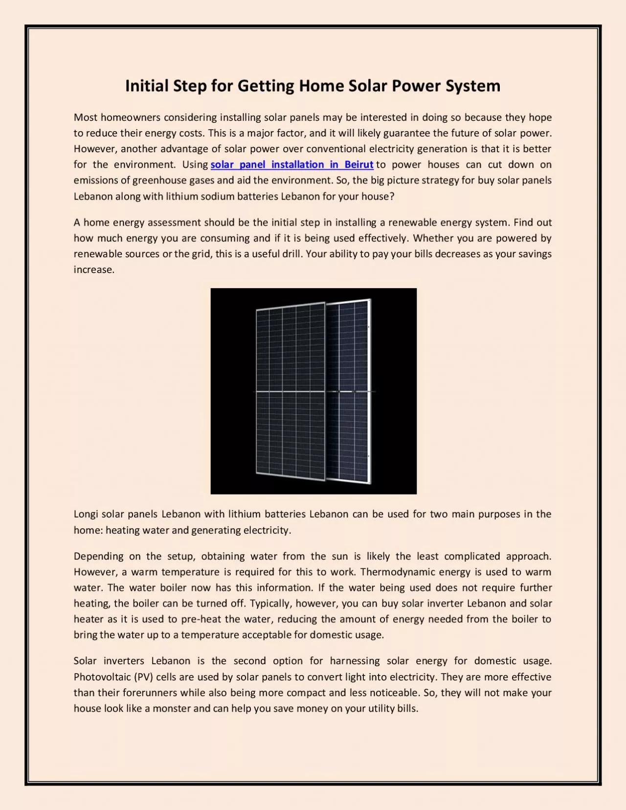 PDF-Initial Step for Getting Home Solar Power System