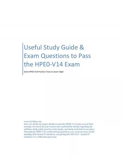 Useful Study Guide & Exam Questions to Pass the HPE0-V14 Exam