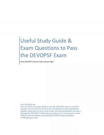 Useful Study Guide & Exam Questions to Pass the DEVOPSF Exam