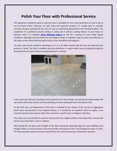 Polish Your Floor with Professional Service