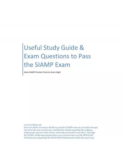 Useful Study Guide & Exam Questions to Pass the SIAMP Exam