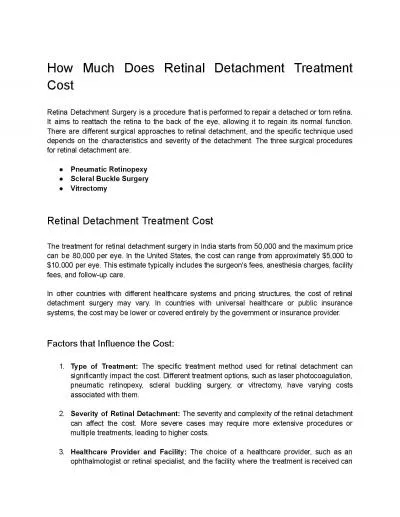 How Much Does Retinal Detachment Treatment Cost