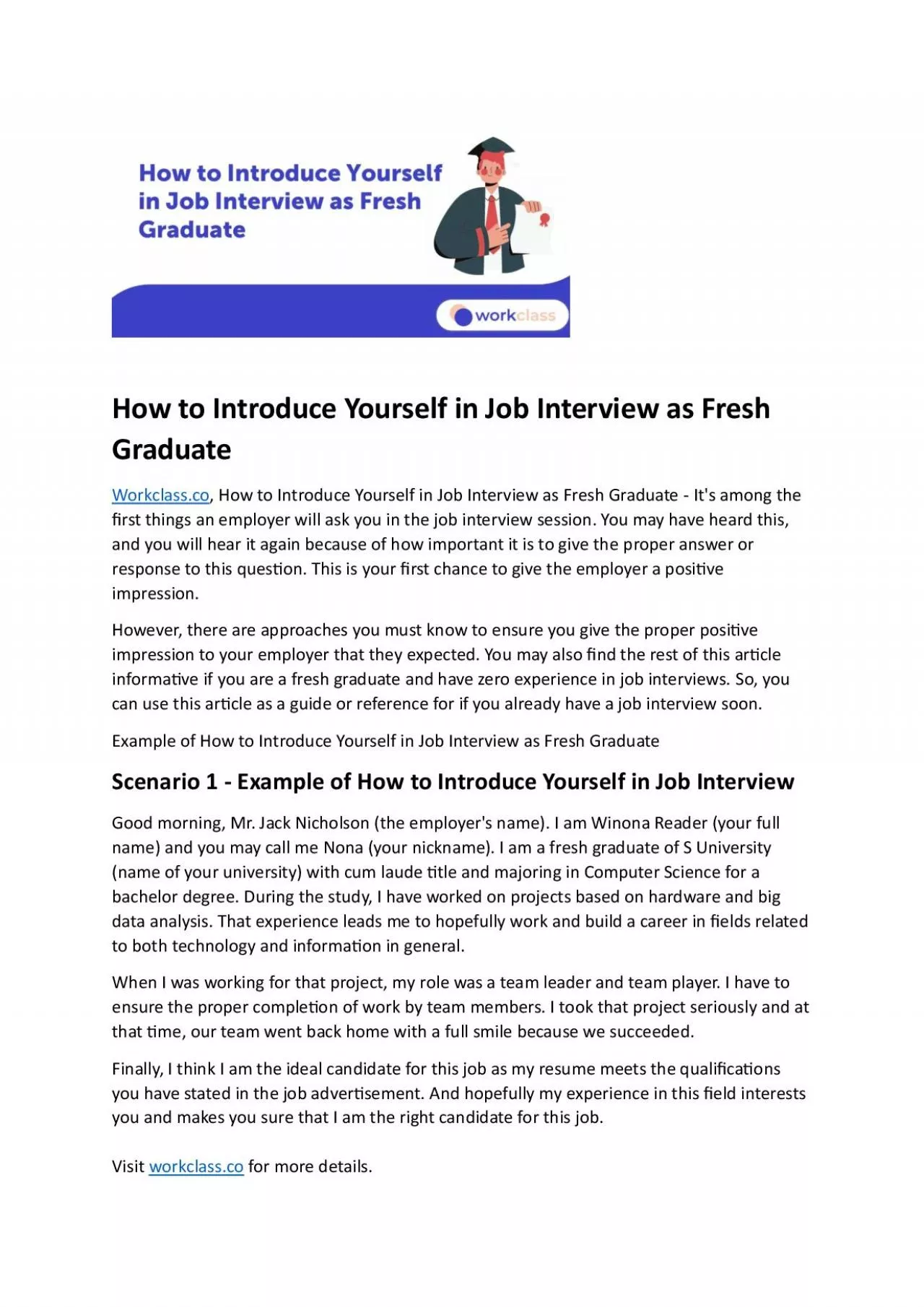 PDF-How to Introduce Yourself in Job Interview as Fresh Graduate