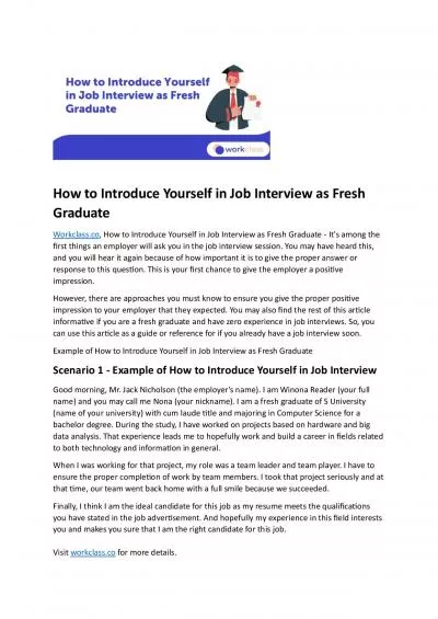 How to Introduce Yourself in Job Interview as Fresh Graduate