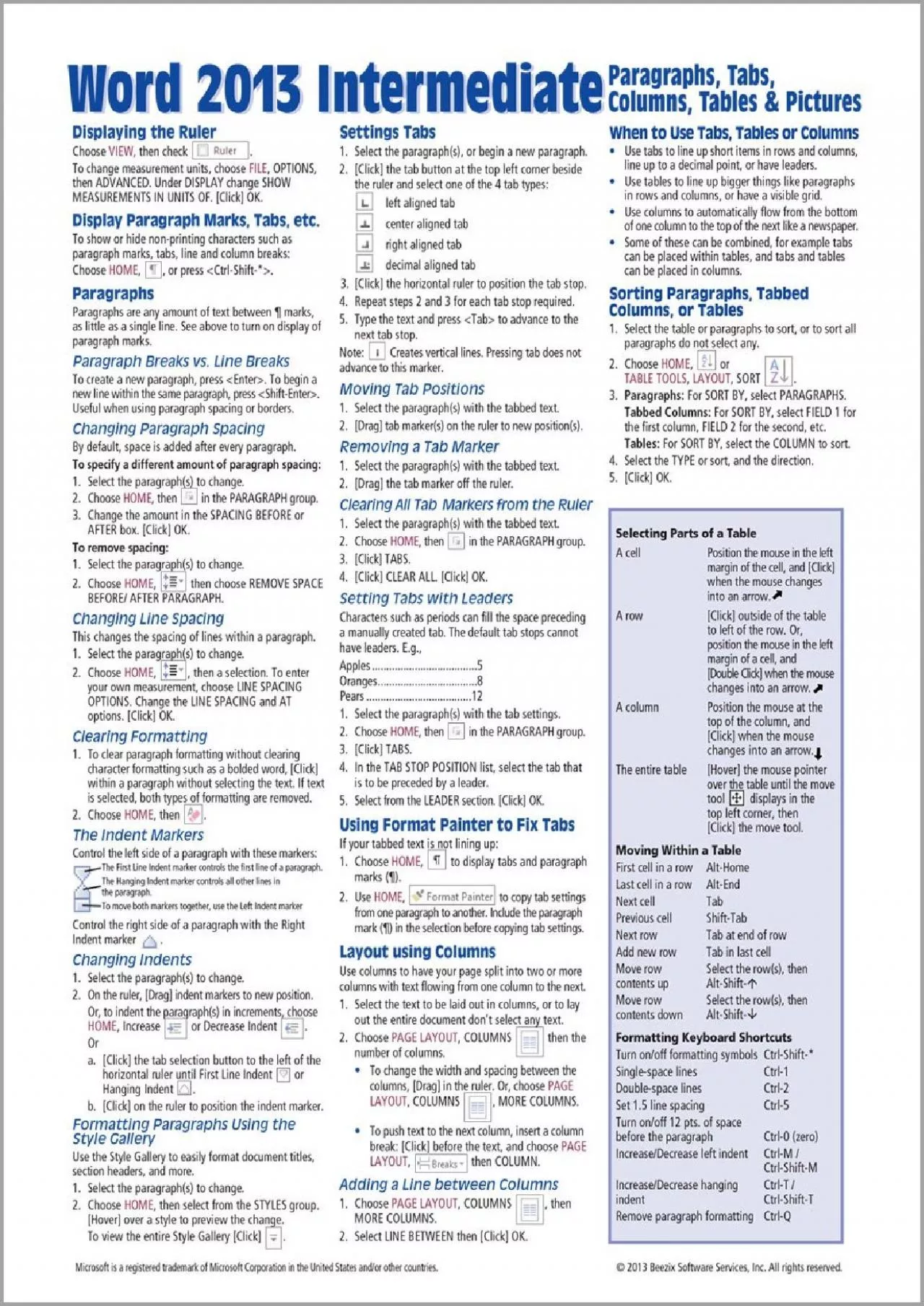 PDF-(BOOK)-Microsoft Word 2013 Intermediate Quick Reference: Paragraphs, Tabs, Columns, Tables