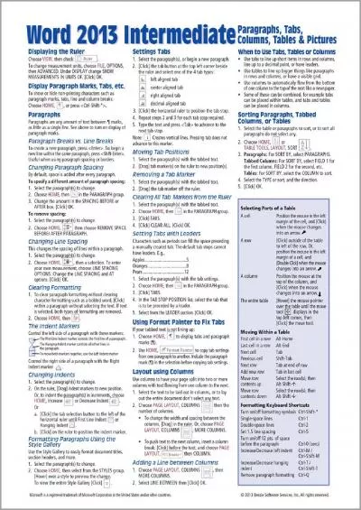 (BOOK)-Microsoft Word 2013 Intermediate Quick Reference: Paragraphs, Tabs, Columns, Tables