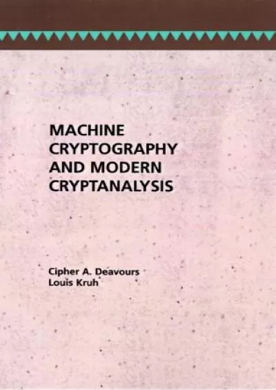 (EBOOK)-Machine Cryptography and Modern Cryptanalysis (Artech House Telecom Library)