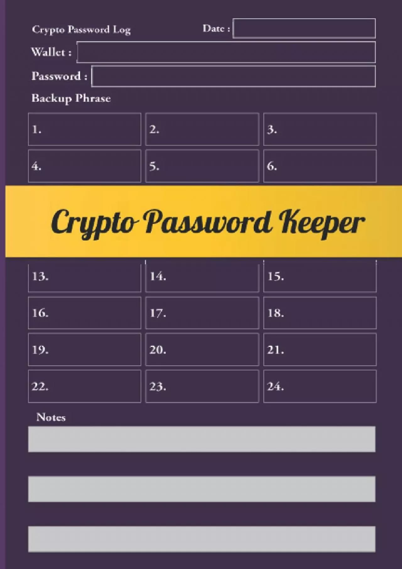 (EBOOK)-Crypto Password Keeper: Crypto Seed Phrase Storage Notebook For Recording Crypto