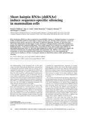 ShorthairpinRNAs(shRNAs)inducesequence-specificsilencinginmammaliancel
