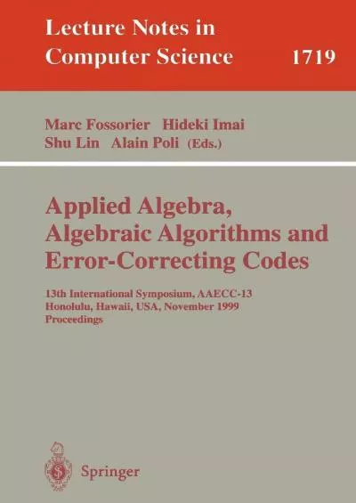 (EBOOK)-Applied Algebra, Algebraic Algorithms and Error-Correcting Codes