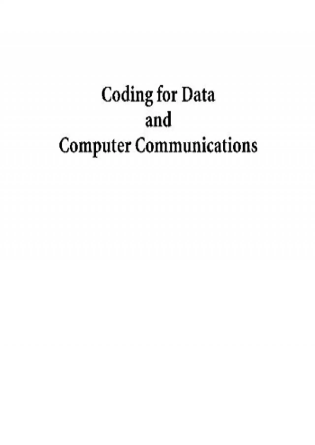 (EBOOK)-Coding for Data and Computer Communications