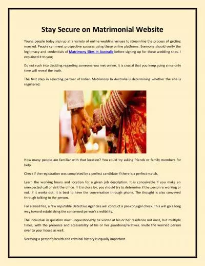 Stay Secure on Matrimonial Website