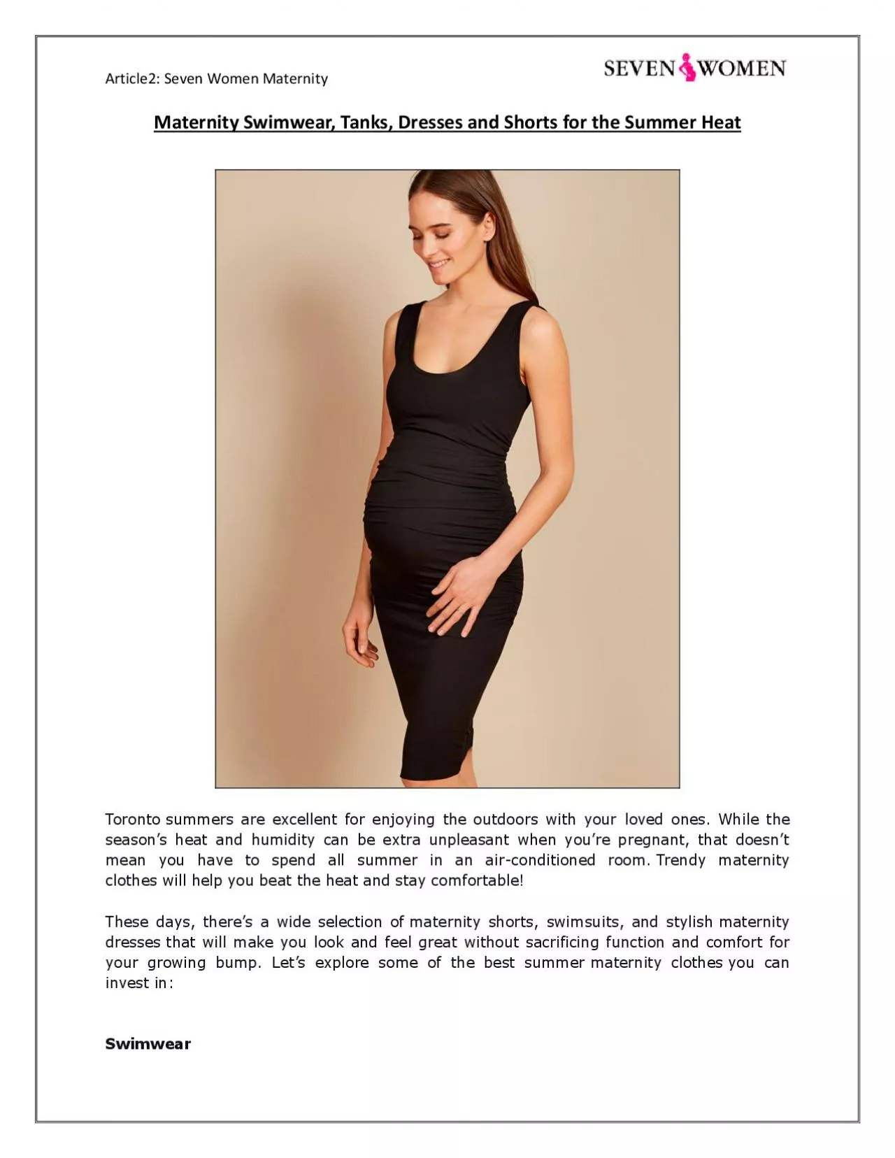 PDF-Maternity Swimwear, Tanks, Dresses and Shorts for the Summer Heat