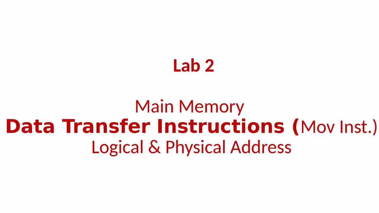 PPT-Lab 2 Main Memory Data