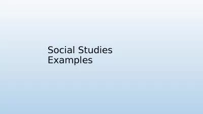 Social Studies Examples Classroom Example: