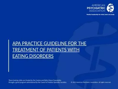 APA Practice guideline for the treatment of patients with eating disorders