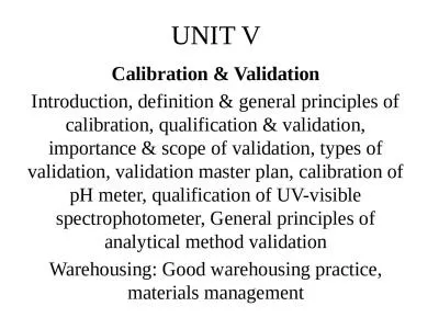 UNIT V Calibration & Validation