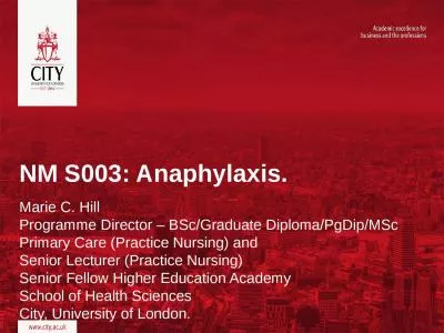 NM S003: Anaphylaxis. Marie C. Hill