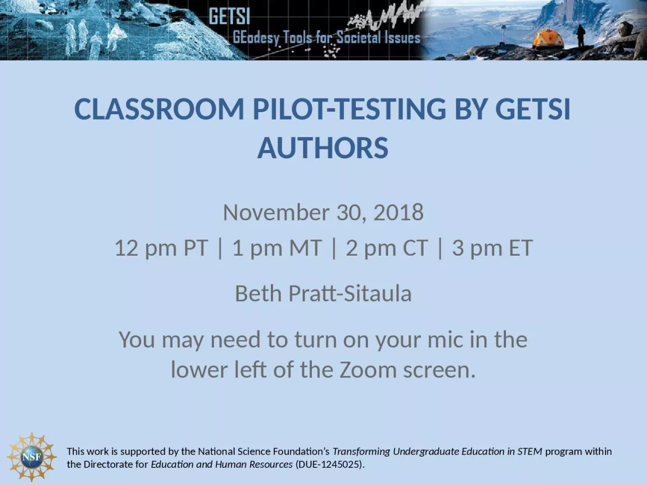 PPT-Classroom Pilot-Testing by GETSI Authors