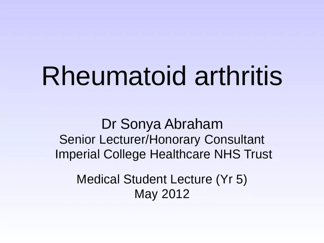 PPT-Rheumatoid arthritis Dr