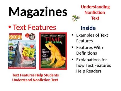 Magazines Text Features Examples of Text Features