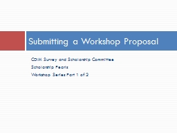 Submitting a Workshop Proposal