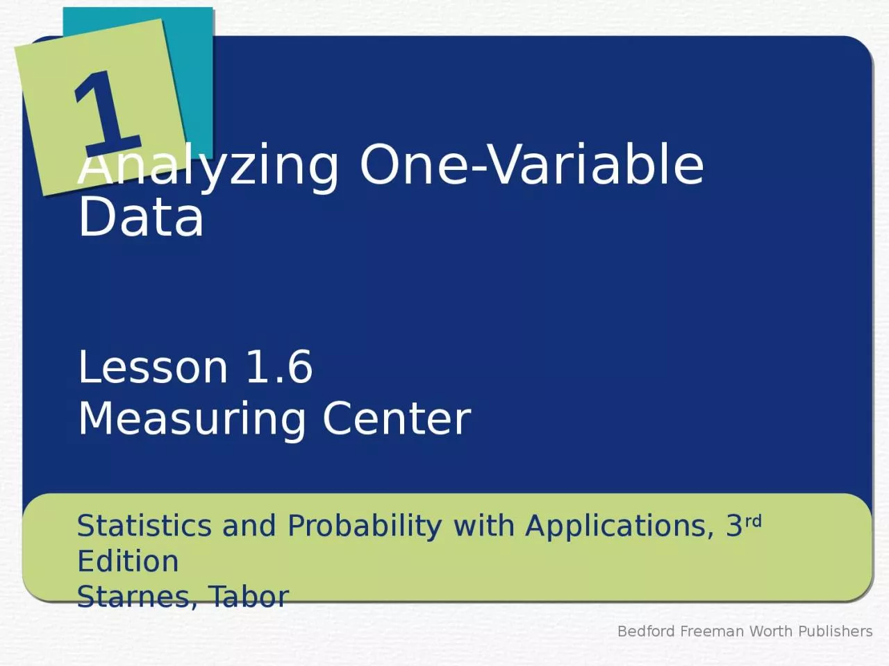 PPT-Analyzing One-Variable Data