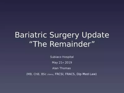 Bariatric Surgery Update